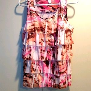 Chicos Ruffled Orange Sleeveless Tank top